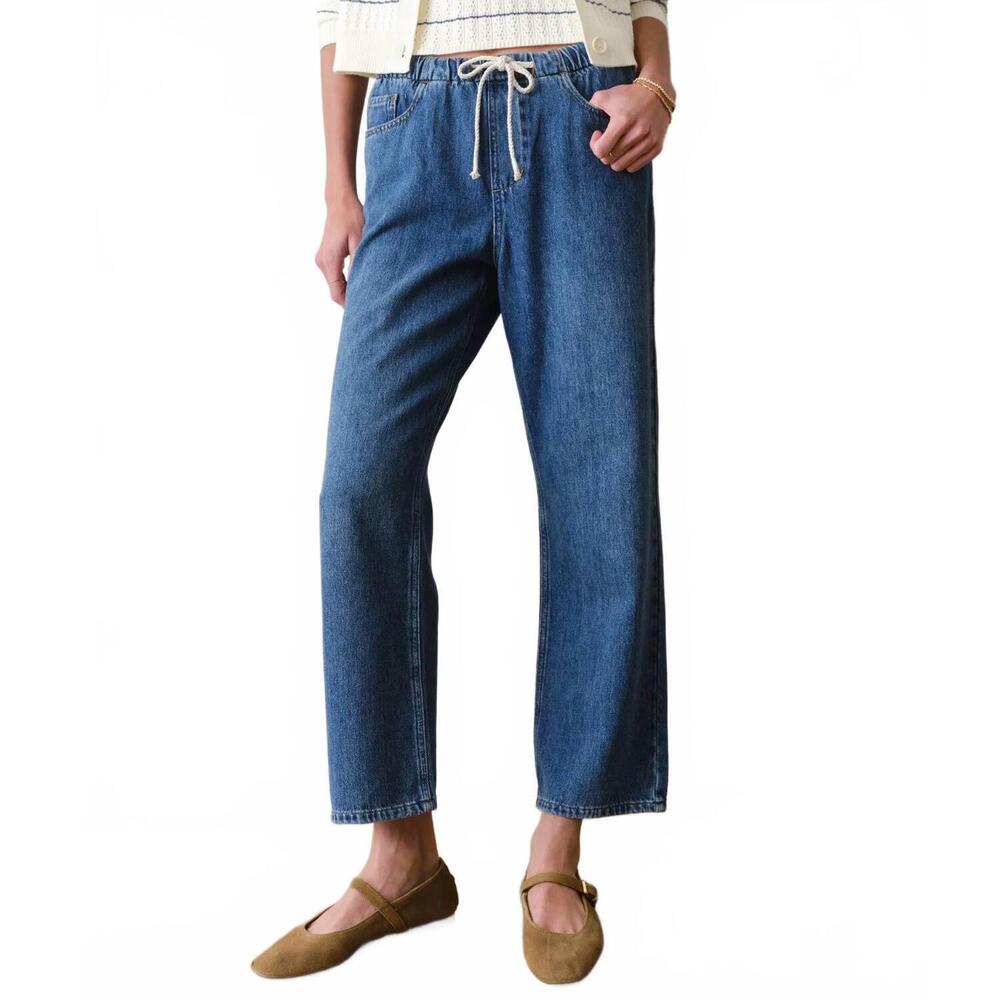 NEW MARINE LAYER ella straight leg pants in medium wash - Picture 2 of 8